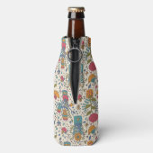 鳥と漫画の花のパターン2 ボトルクーラー (ボトル裏面)