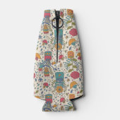 鳥と漫画の花のパターン2 ボトルクーラー (裏面)