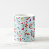 鳥と漿果から成る模様 コーヒーマグカップ (中央)