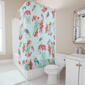 鳥と漿果から成る模様 シャワーカーテン (インサイチュ)