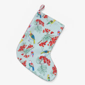 鳥と漿果から成る模様 スモールクリスマスストッキング (正面 (吊り時))