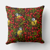 鳥と犬のバラお尻、緑と赤 クッション (裏面)