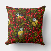 鳥と犬のバラお尻、緑と赤 クッション (正面)