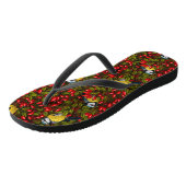 鳥と犬のバラお尻、緑と赤 ビーチサンダル (アングル)