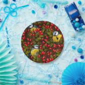 鳥と犬のバラお尻、緑と赤 ペーパープレート (パーティー)