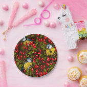 鳥と犬のバラお尻、緑と赤 ペーパープレート (パーティー)