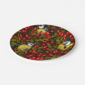 鳥と犬のバラお尻、緑と赤 ペーパープレート (アングル)