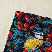 鳥と犬のバラお尻、青と赤のビーチタオル ビーチタオル (インサイチュ)