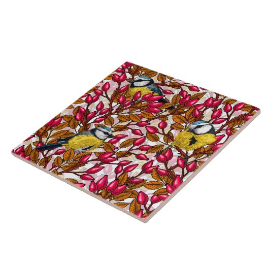 鳥と犬バラお尻 タイル (側面)