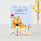 鳥と猫のフォトグラファーの不動産仲介業者のヒント |新しいホーム カード (黄色い花)