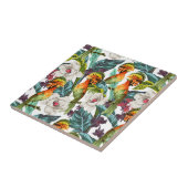 鳥と異国風の花柄 タイル (側面)