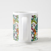 鳥と異国風の花柄|モノグラム ジャンボコーヒーマグカップ (裏面)