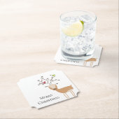 鳥と白いクリスマスの鹿 ペーパーコースター (インサイチュ)