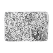 鳥と白の手描きアーコンテンポラリート バスマット (正面)