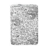 鳥と白の手描きアーコンテンポラリート バスマット (正面縦)