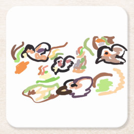 鳥と秋 スクエアペーパーコースター