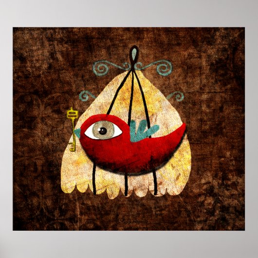 鳥と秘密の鍵プリント ポスター (正面)