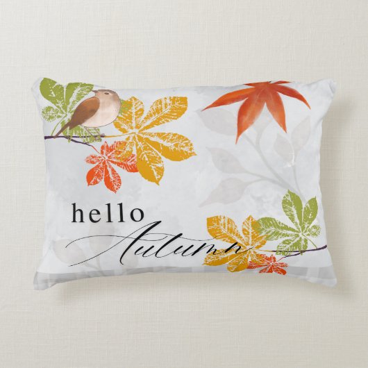 鳥と紅葉の秋こんにちは アクセントクッション (正面)