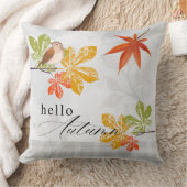 鳥と紅葉の秋こんにちは クッション (ブランケット)