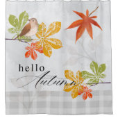 鳥と紅葉の秋こんにちは シャワーカーテン (正面)