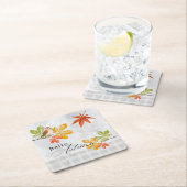 鳥と紅葉の秋こんにちは スクエアペーパーコースター (インサイチュ)