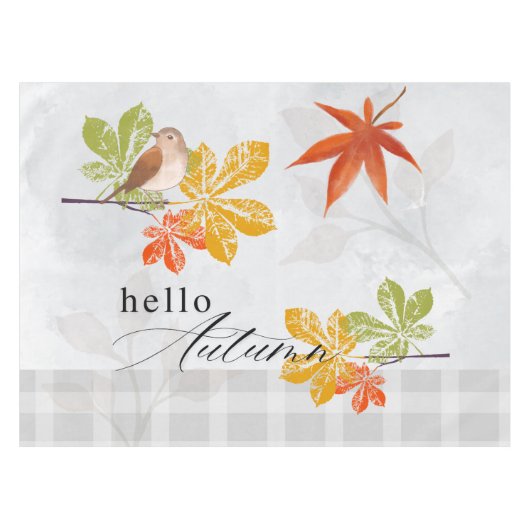 鳥と紅葉の秋こんにちは テーブルクロス (正面(横))