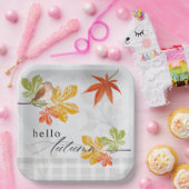 鳥と紅葉の秋こんにちは ペーパープレート (パーティー)