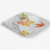 鳥と紅葉の秋こんにちは ペーパープレート (傾斜あり)