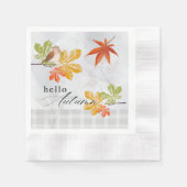 鳥と紅葉の秋こんにちは 縁ありカクテルナプキン (正面)