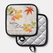 鳥と紅葉の秋こんにちは 鍋敷き (正面/裏面)