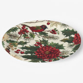 鳥と素朴ポインセチアのクリスマスパターン(10) ペーパープレート (アングル)