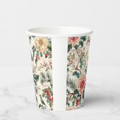 鳥と素朴ポインセチアのクリスマスパターン(11) 紙コップ (左)