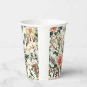 鳥と素朴ポインセチアのクリスマスパターン(11) 紙コップ (右)