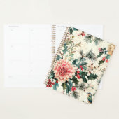 鳥と素朴ポインセチアのクリスマスパターン(12) プランナー手帳 (ディスプレー)