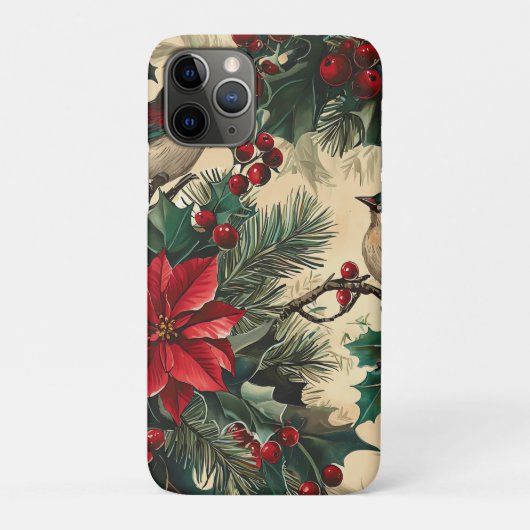 鳥と素朴ポインセチアのクリスマスパターン(13) Case-Mate iPhoneケース (裏)