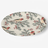 鳥と素朴ポインセチアのクリスマスパターン(16) ペーパープレート (アングル)
