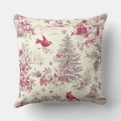 鳥と素朴ポインセチアのクリスマスパターン(17) クッション (裏面)