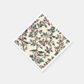 鳥と素朴ポインセチアのクリスマスパターン(18) スタンダードカクテルナプキン (角)