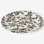 鳥と素朴ポインセチアのクリスマスパターン(18) ペーパープレート (アングル)