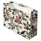鳥と素朴ポインセチアのクリスマスパターン(18) ラージペーパーバッグ (裏面アングル)