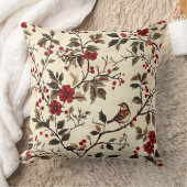 鳥と素朴ポインセチアのクリスマスパターン(22) クッション (ブランケット)