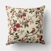 鳥と素朴ポインセチアのクリスマスパターン(22) クッション (裏面)