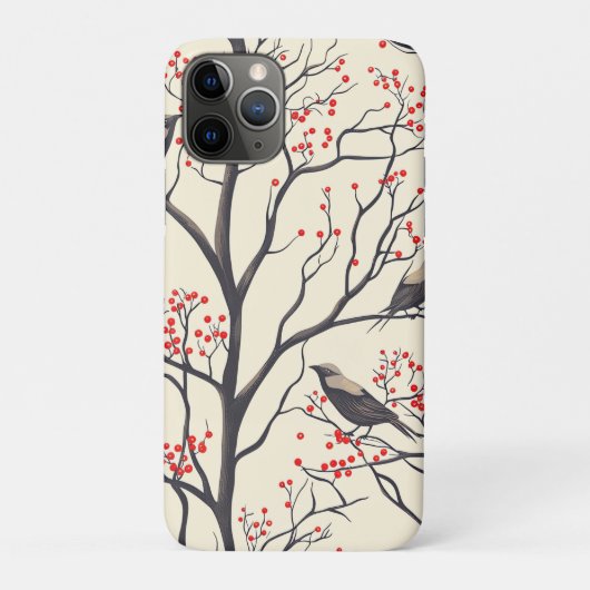 鳥と素朴ポインセチアのクリスマスパターン(5) Case-Mate iPhoneケース (裏)