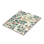 鳥と素朴ポインセチアのクリスマスパターン(7) タイル (側面)