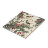 鳥と素朴ポインセチアのクリスマスパターン(8) タイル (側面)