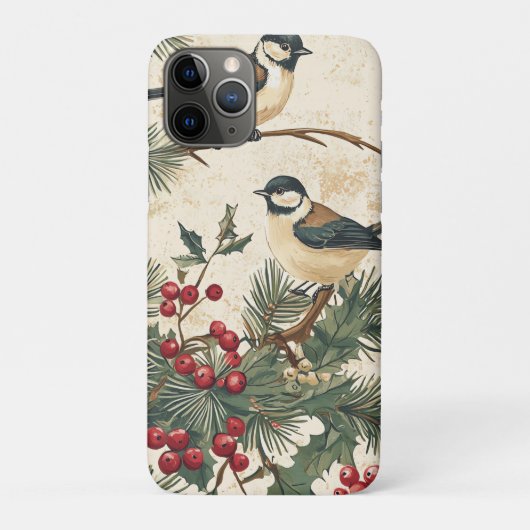 鳥と素朴ポインセチアのクリスマスパターン(8) Case-Mate iPhoneケース (裏)