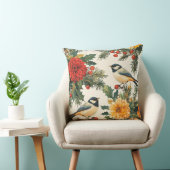 鳥と素朴ポインセチアのクリスマスパターン(9) クッション (椅子)