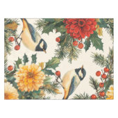 鳥と素朴ポインセチアのクリスマスパターン(9) テーブルクロス (正面(横))