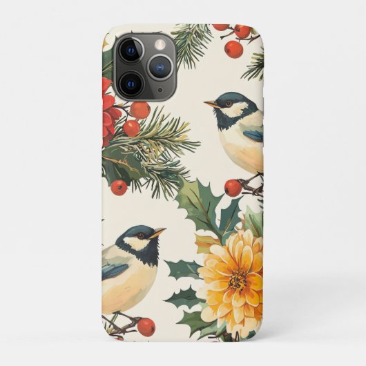 鳥と素朴ポインセチアのクリスマスパターン(9) Case-Mate iPhoneケース (裏)