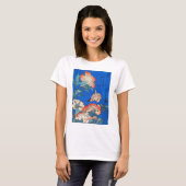 鳥と芍薬,北斎鳥と牡丹,北斎,浮世絵 Tシャツ (正面フル)